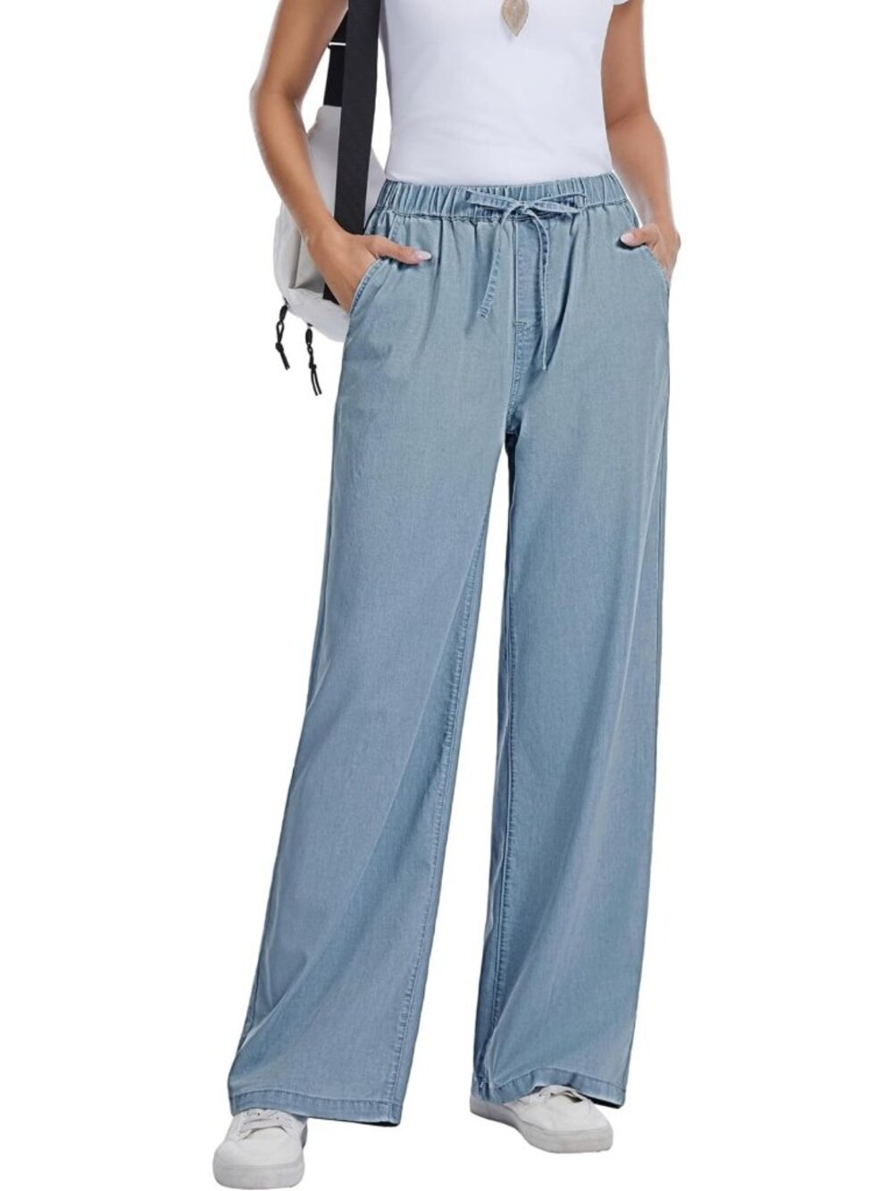 Lightweight Wide Leg Jeans for Women | Soft Baggy Denim Pants | Casual Summer